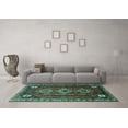 thumbnail image 3 of Ahgly Company Machine Washable Indoor Rectangle Persian Turquoise Blue Traditional Area Rugs, 3' x 5', 3 of 4