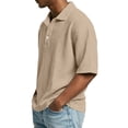 thumbnail image 3 of Garbnen S-4XL Mens Waffle Polo Shirts Collared Button Up Short Sleeve Shirt Men Big and Tall Hiking Summer Men Work Shirts, 3 of 6