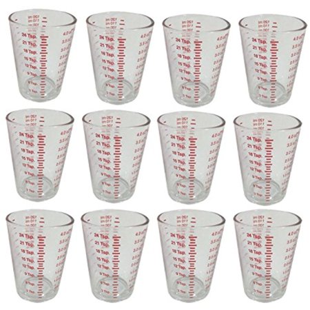 Glass Set Anaheim Ducks - Set of 12 Black Duck Brand 4 Ounce Measuring Glasses In Oz, Tbsp, Tsp & ML