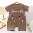 thumbnail image 2 of Sopiago Baby Boy Romper 0-18 Months Cotton Newborn Summer Clothes Short Sleeve Baby Outfit Soft Breathbale Cute Baby Boy Outfits Brown,0-3 Months, 2 of 4