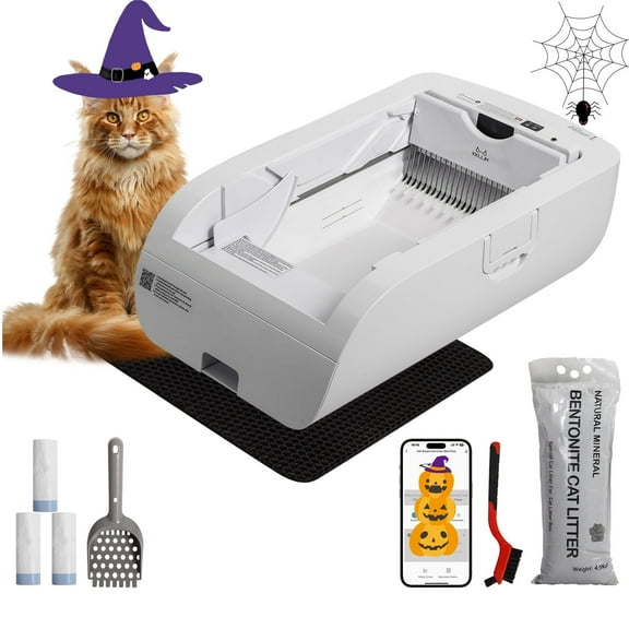 Self Cleaning Litter Box,Open-Top Automatic Cat Litter Box APPControl (2.4G/5G)with Health Tracking, Dual SafetySensors&Odorless Design,Includes cat Litter & 3 Rolls Waste