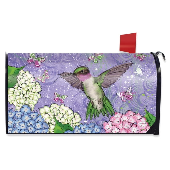 Briarwood Lane Spring Mailbox Cover  - Standard Size - Hummingbird and Hydrangea For Spring Mailbox Cover