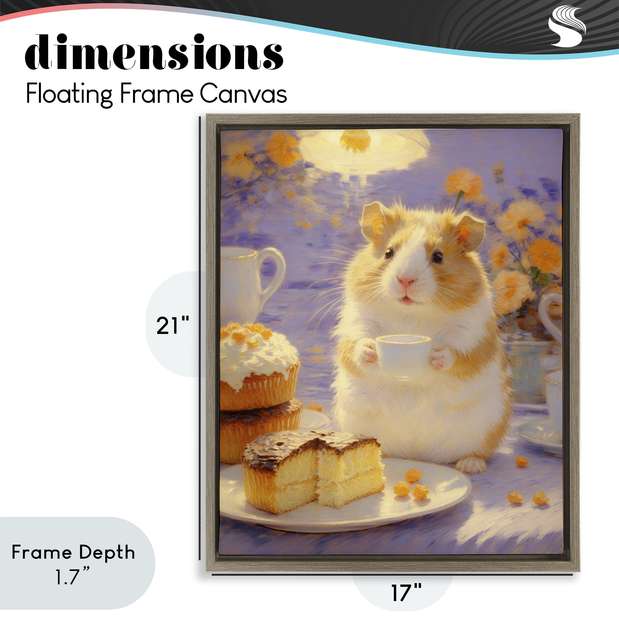 Stupell Industries Hamster Tea Party with Cake Brown Framed Floater Canvas Wall Art, design by Angie Hawke