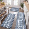 thumbnail image 2 of Blue and White Geometric Striped Pattern Kitchen Rugs Sets Of 3,Kitchen Runner Rugs Non Skid Washable,Decorative Kitchen Floor Mats for Kitchen,Sink,Laundry,17"x30"+ 17"x47" + 17"x59", 2 of 6