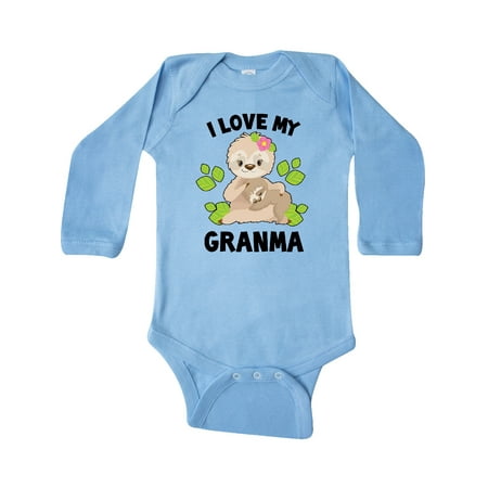 

Inktastic Cute Sloth I Love My Granma with Green Leaves Gift Baby Boy or Baby Girl Long Sleeve Bodysuit