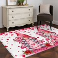 thumbnail image 3 of 3'x5' Rug for Living Room Bedroom, Valentine's Day Washable Area Rugs Non-Slip Carpet Mats, Pink Love Gnomes Roses Romantic White Indoor Low Pile Area Rug Runner for Kitchen, Mudroom, 3 of 8
