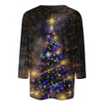 thumbnail image 5 of 3/4 Sleeve Tees for Women Xmas Novelty Clothing Merry Christmas Pullover Printed Tops Christmas Tree Clothes Reindeer Shirts Shining Stars Outfits Vintage Pullovers, 5 of 5