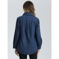 thumbnail image 3 of DARING DIVA Women's Trendy Long Sleeve Button Down Washed Denim Jacket XS Blue, 3 of 6