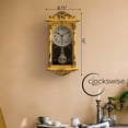thumbnail image 2 of Clockswise Vintage Grandfather-Style Wall Clock with Wood-Effect Plastic Pendulum, Battery-Operated - for Home Decor, Living Room, Home Office, Kitchen or Dining Room – Yellow with Distressed Finish, 2 of 8