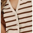 thumbnail image 4 of BYHONG Women's Striped Cropped Tank Top Dressy Sleeveless Button-Up Vest Womens Blouses Summer Cardigan Style Tops Khaki M, 4 of 7