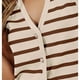 thumbnail image 3 of Chaleco de punto sin mangas con botones y rayas para mujer - Camiseta corta para el trabajo/informal, 3 of 7