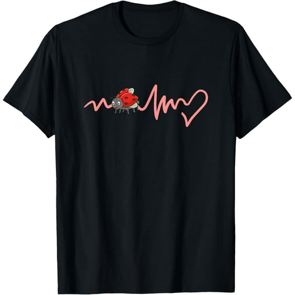Ladybug Heartbeat T-ShirtMen and women, Black T-shirt, size: Extra large