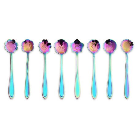 

Thinsont Pack of 8 Teaspoon Set Stainless Coffee Spoon Flower-shaped Beverage Stirring Mixing Scoop for Christmas New Year Birthday