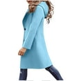 thumbnail image 3 of Wool Coats for Women Fashion Hooded Long Pea Coat Notched Lapel Collar Breasted Trench Overcoat Warm Winter Clothing, 3 of 9