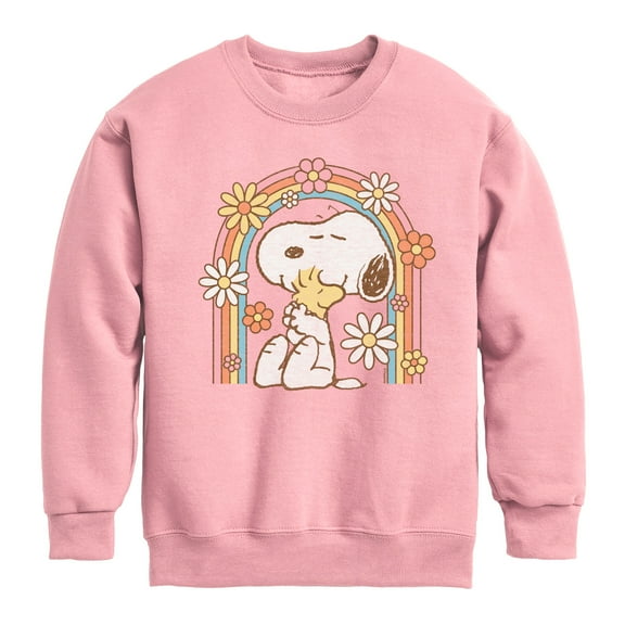 Peanuts - Retro Flower Rainbow - Toddler And Youth Crewneck Fleece Sweatshirt
