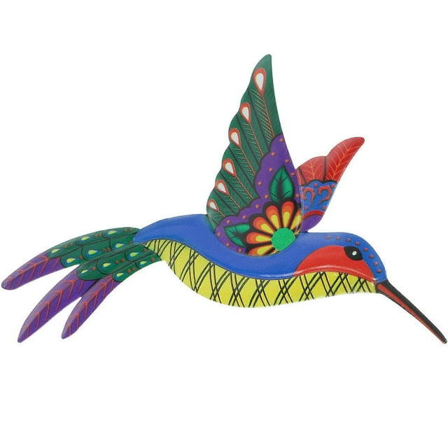 Colorful Yellow Metal Hummingbird Wall Decor Iron Hanging Sculpture for Home Garden Decor 12.5"x8.5