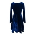 thumbnail image 3 of Women's 2024 V Neck Velvet Dress Pocket Long Sleeve Fall Winter Wrap Tunic Short Party Wedding Guest Dress Women S Dresses for Wedding Lace Dresses for Wedding Guest Womens Formal Long Dresses for, 3 of 4