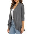 thumbnail image 5 of jsaierl Womens Open Front 3/4 Sleeve Cardigans Draped Ruffles Duster Lightweight Fall Cardigans for Women 2024, 5 of 7