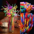thumbnail image 5 of 100 Packs Colorful Flexible Plastic Straws, BPA-Free Disposable Bendy Straws, 10.2 Long and 0.23'', 5 of 6