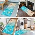 thumbnail image 6 of Summer Beach Washable Runner Rugs 2'x6', Blue Teal Ocean Waves Beige Sand Starfish Shells Low Pile Throw Entryway Rug Non-Slip Sturdy Edge Binding Carpet for Indoor Bedside Entrance Bedside, 6 of 9