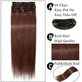 thumbnail image 2 of MY-LADY 8Pcs 18Clips Clip in Hair Extensions Human Hair for Women Double Weft Brazilian Remy Straight Human Hair Clip in Hairpiece 20inch #33 Auburn, 2 of 8