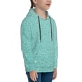 thumbnail image 3 of Uemuo Teal Turquoise Glitter Pattern Hooded Sweatshirt for Youth Pullover with Kangaroo Pocket Trendy youth sweatshirt Casual Hoodie for Boys and Girls-Large, 3 of 6