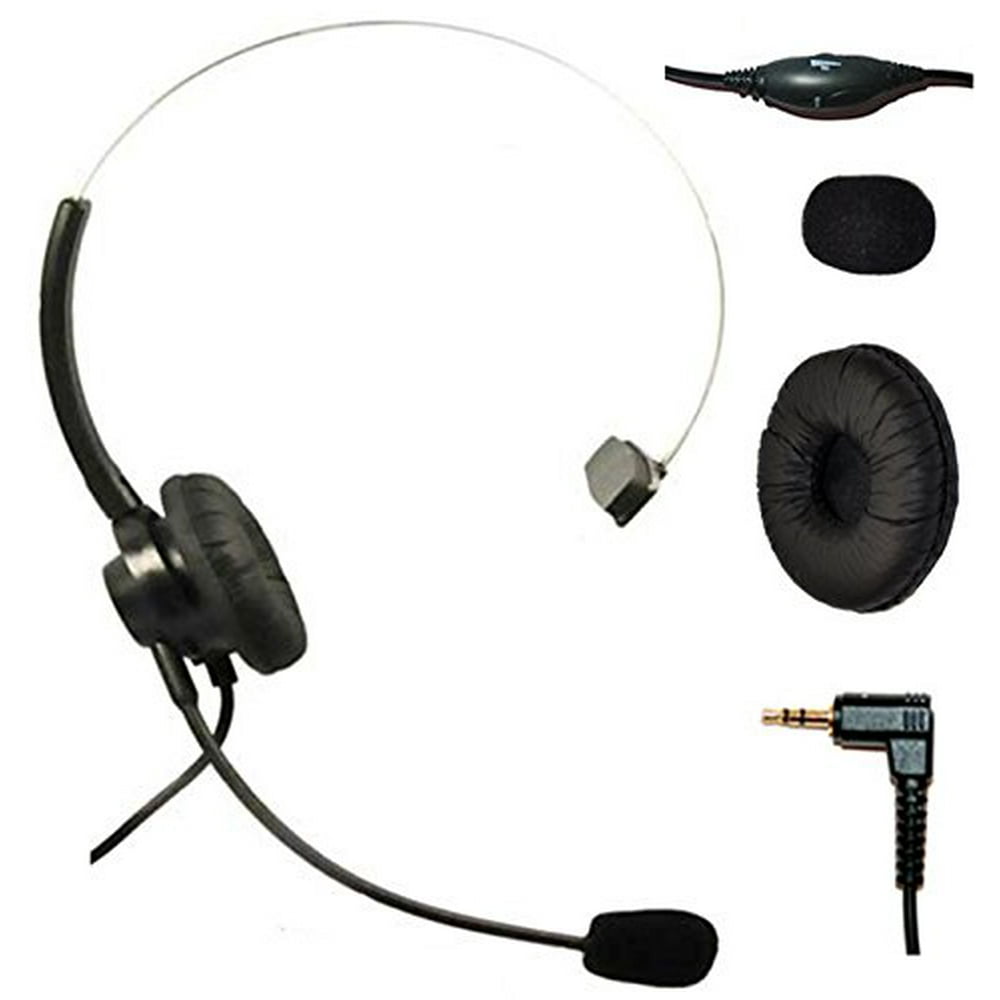 2.5mm Jack Headset with Microphone + Volume Mute Control for Telephone