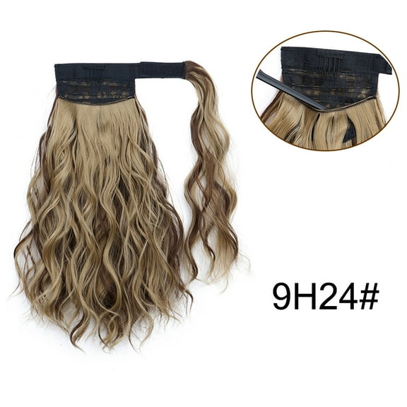 ERDOUY 13.8" Curly Wavy Synthetic Ponytail Extension, Women’s Wrap-Around Clip-in Hairpiece | Natural-Looking Fake Pony Tail for Voluminous Styling, Ash Blonde