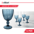 thumbnail image 2 of Set 4 Copas Vidrio Vino Tinto Agua Cristal 320 Ml Vittori  Azul Cobalto, 2 of 7