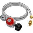 thumbnail image 1 of Boyau Régulateur de Propane Haute Pression de 5 Pi avec Jauge, Régulateur de Réservoir de Propane Réglable 0-30 Psi, Acier Inoxydable, Compatible avec Friteuse à Dinde, Friteuse à Poisson, Brûleur de Propane, Foyer, Forge, et Plus, 1 of 7