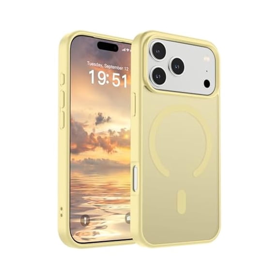 ZHU997 Magnetic for iPhone 17 Pro Case (Compatible with MagSafe)(Military Grade Drop Protection) Translucent Matte Shockproof with Anti-Fingerprint Phone Cover 2025,Buttercream Yellow