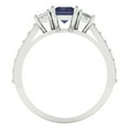 thumbnail image 4 of 1.88 ct Emerald Cut Simulated Blue Sapphire 3 Stone 14K White Gold Womens Engagement Ring, 4 of 5
