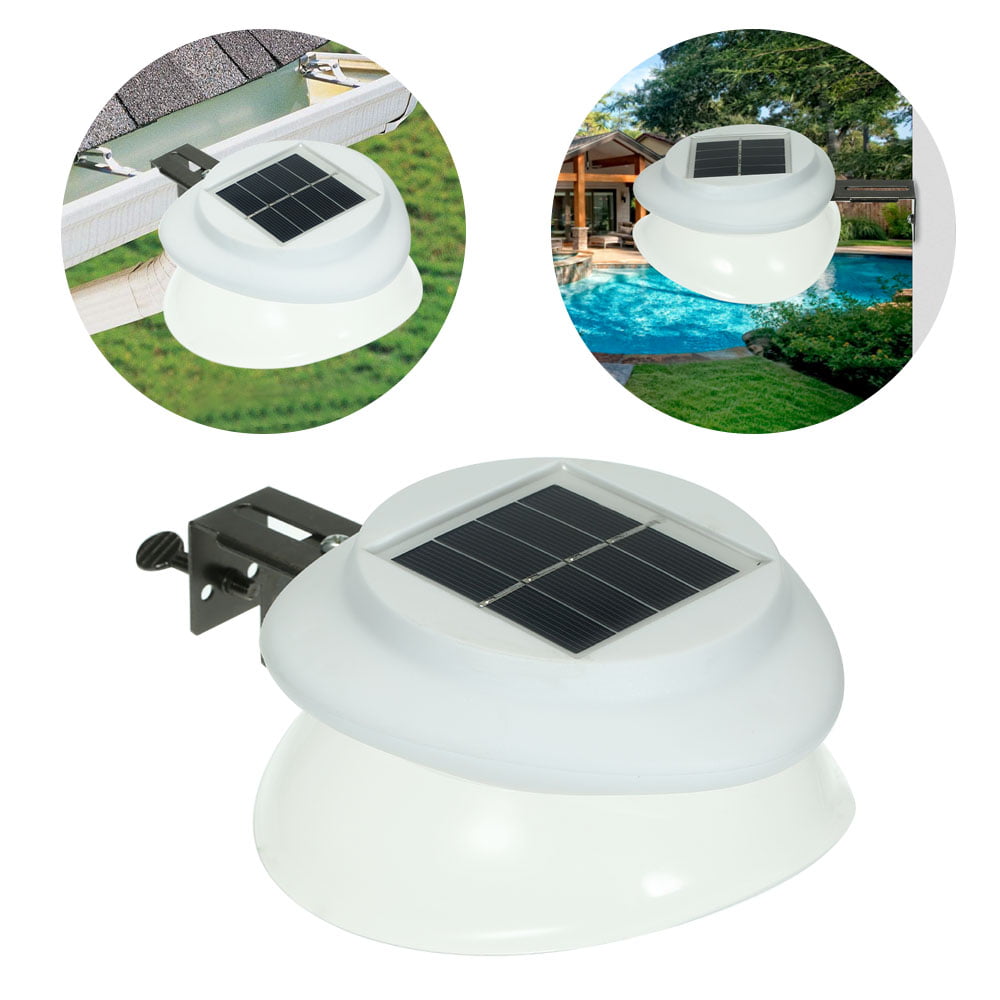 Black Shell Cool White Light,6pcs UFO Sun Solar Powered Gutter Lights Auto ON/Off Outdoor Waterproof 9 LED Fence Light for Garden Pathway Fence Yard Stairs Roof Pool Landscape Wall Lamp 
