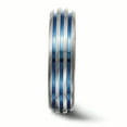 thumbnail image 3 of Edward Mirell Titanium Trpl Groove Blue Anodized & Sapphire Ring EMR270, 3 of 6