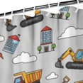 thumbnail image 3 of Cartoon Construction Vehicles Buildings Shower Curtain 72"x84" ,Bathroom Decorative Shower Curtains Set with 12 Hooks,Modern Waterproof Washable Shower Curtain, 3 of 6
