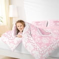 thumbnail image 3 of Manfei Pink Princess Letter L Bow Twin Comforter Sets, Boho Damask Flower Bedding Set for Girls Women, Pink Reversible, 2 Pieces, 3 of 6