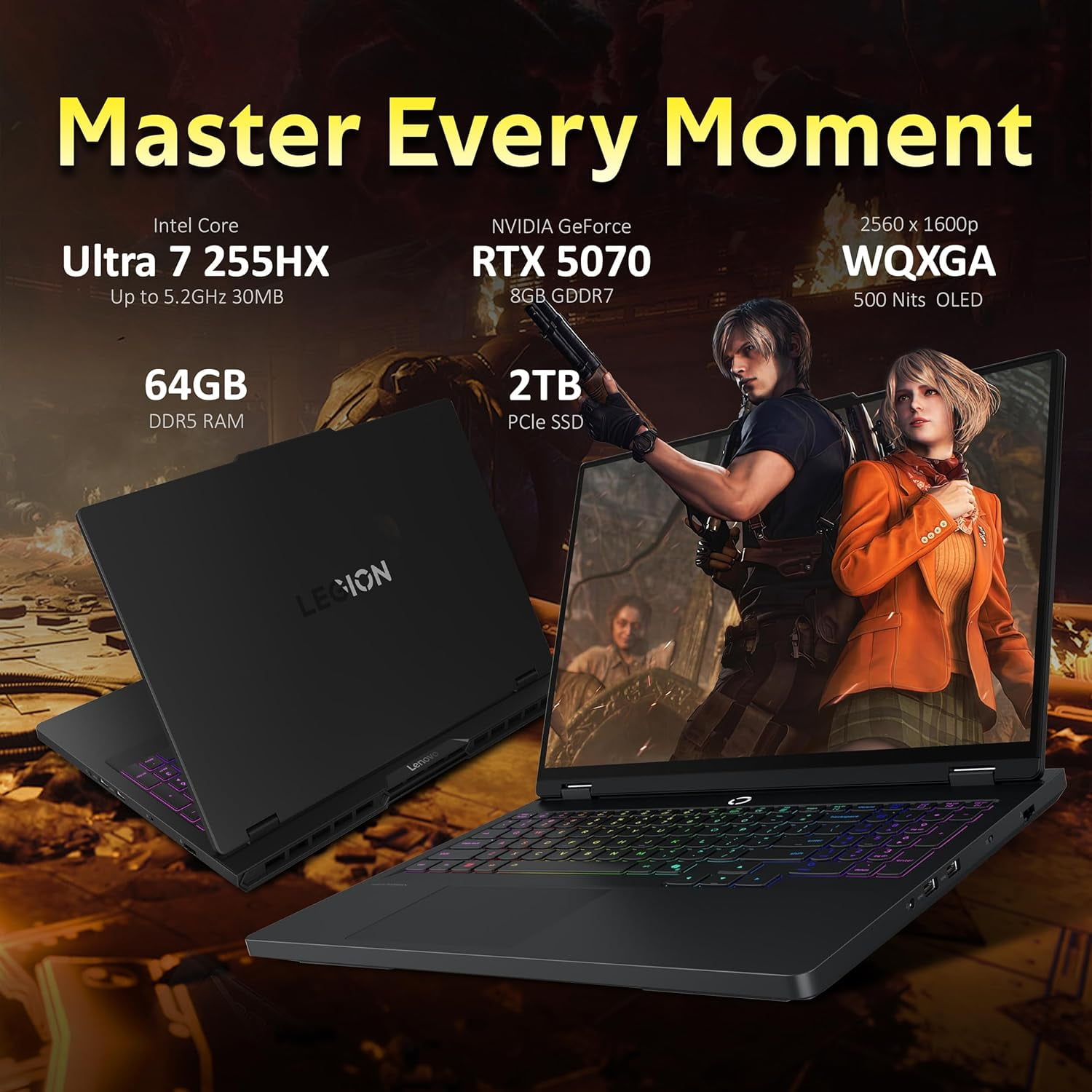 Lenovo Legion Pro 5i 16" WQXGA 165Hz Gaming Laptop, Intel 20-core Ultra 7 255HX (Beats Intel i9-14900HX), GeForce RTX 5070, 64GB DDR5, 2TB SSD, Backlit, Win 11 Pro, Black, 1TB Docking Station