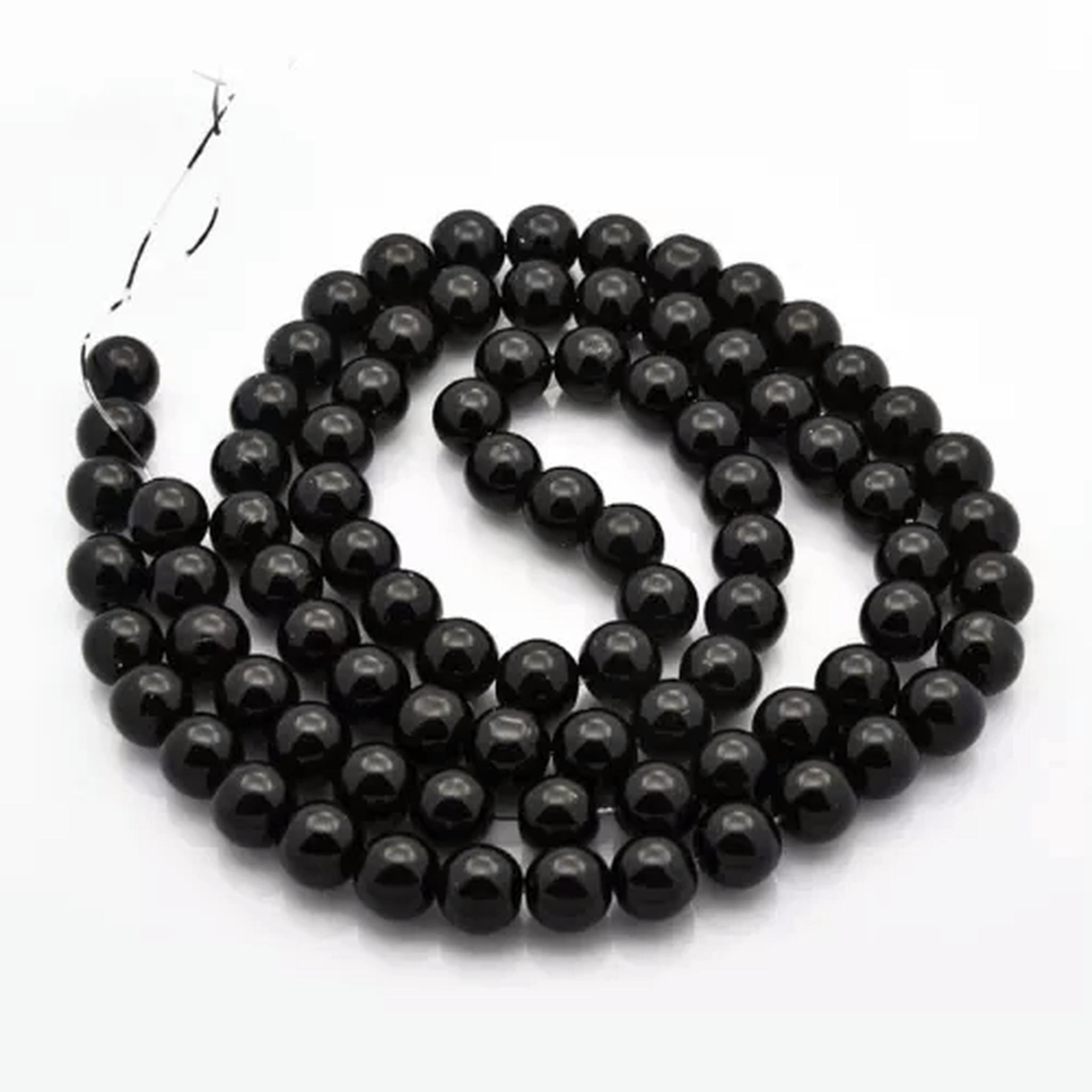 U8MO 10 Strd Glass Pearl Round Beads Mini Smooth Loose Spacer Beading Crafting 4~12mm-Black