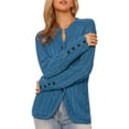 thumbnail image 4 of INSPIRE CHIC Cardigan Sweaters for Women's Open Front Button Down Long Sleeve Fall Casual Cable Knit Sweater with Pockets S Blue, 4 of 5
