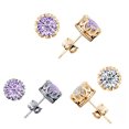 thumbnail image 2 of Silver ear stud Rhinestone ear stud Geometric crystal earring Round crystal ear stud AAA zircon ear stud, 2 of 6