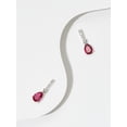 thumbnail image 4 of Forever Facets Jewelry Platinum Over Sterling Silver Ruby and 1/10th Carat Total Weight Lab Grown Diamond Pear Linear Tear Drop Earrings (H-I Color, I1 Clarity), 4 of 9