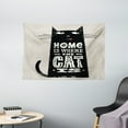 thumbnail image 1 of Funny Words Tapestry, Tongue-in-Cheek Black Cat Figure with Inspirational Quote Stained Backdrop, Wall Hanging for Bedroom Living Room Dorm Decor, 60W X 40L Inches, Black and Beige, by Ambesonne, 1 of 2