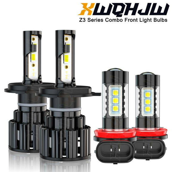 For Honda Fit 2008-2014 4X H4 H11 Combo White Car Front Bulbs Fog Light Bulbs Kit