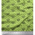 thumbnail image 1 of Soimoi Green Japan Crepe Satin Fabric Dot & Good Day Start With Coffee Text Fabric Prints By Yard 42 Inch Wide, 1 of 3