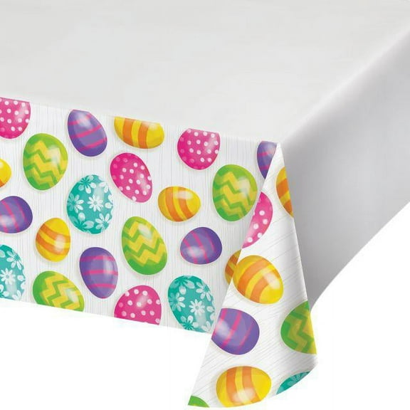 Creative Converting Easter Eggs Plastic Tablecover, 54" X 102"
