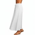 thumbnail image 4 of ShomPort Maxi Skirt for Women Cotton Linen Summer Causal Elastic Waist Drawstring A-Line Long Skirts Vacation, 4 of 6