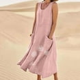 thumbnail image 2 of New Summer Maxi Dresses for Womens 2024 Plus Size Fashion Sleeveless Cotton And Linen Round Neck Printed Long Dress, 2 of 8