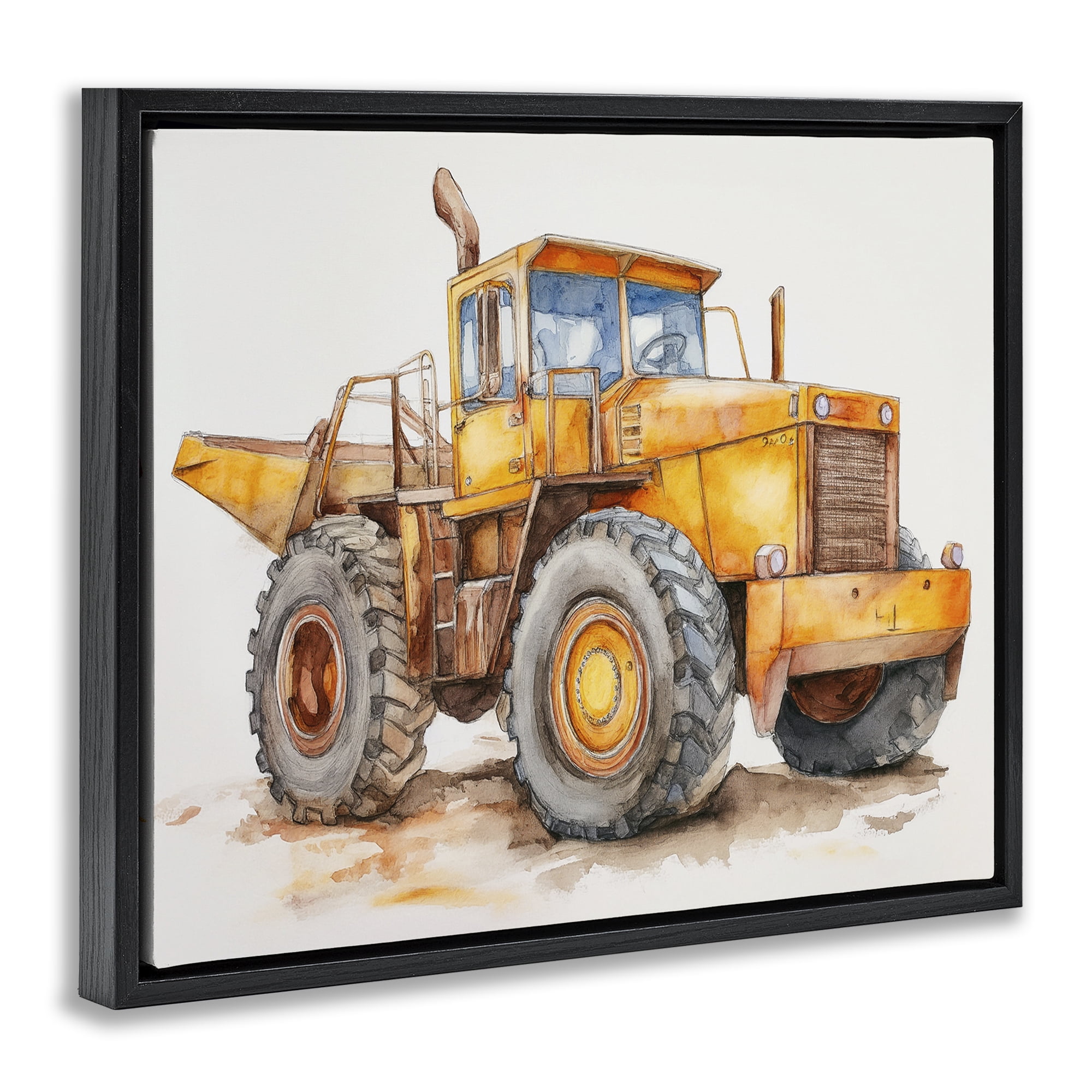 Stupell Industries Construction Truck Whimsicality Black Framed Floater Canvas Wall Art, design by Steve Hunziker