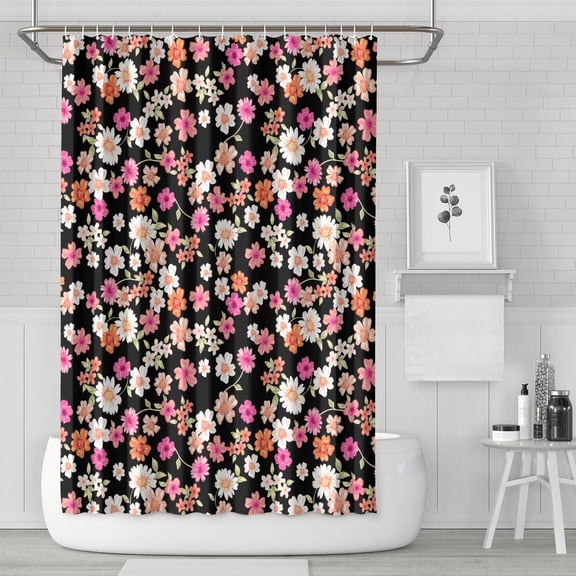 Daisy with Inspirational Quote Shower Curtain 72" x 72" Waterproof Vintage Floral Bathroom Curtain with Hooks