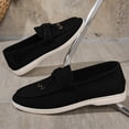 thumbnail image 4 of Suede Loafers for Women Dressy Fringe Slip on Flat Shoes Casual Lightweight Outdoor Walking Driving Shoes Black Size 9, 4 of 7